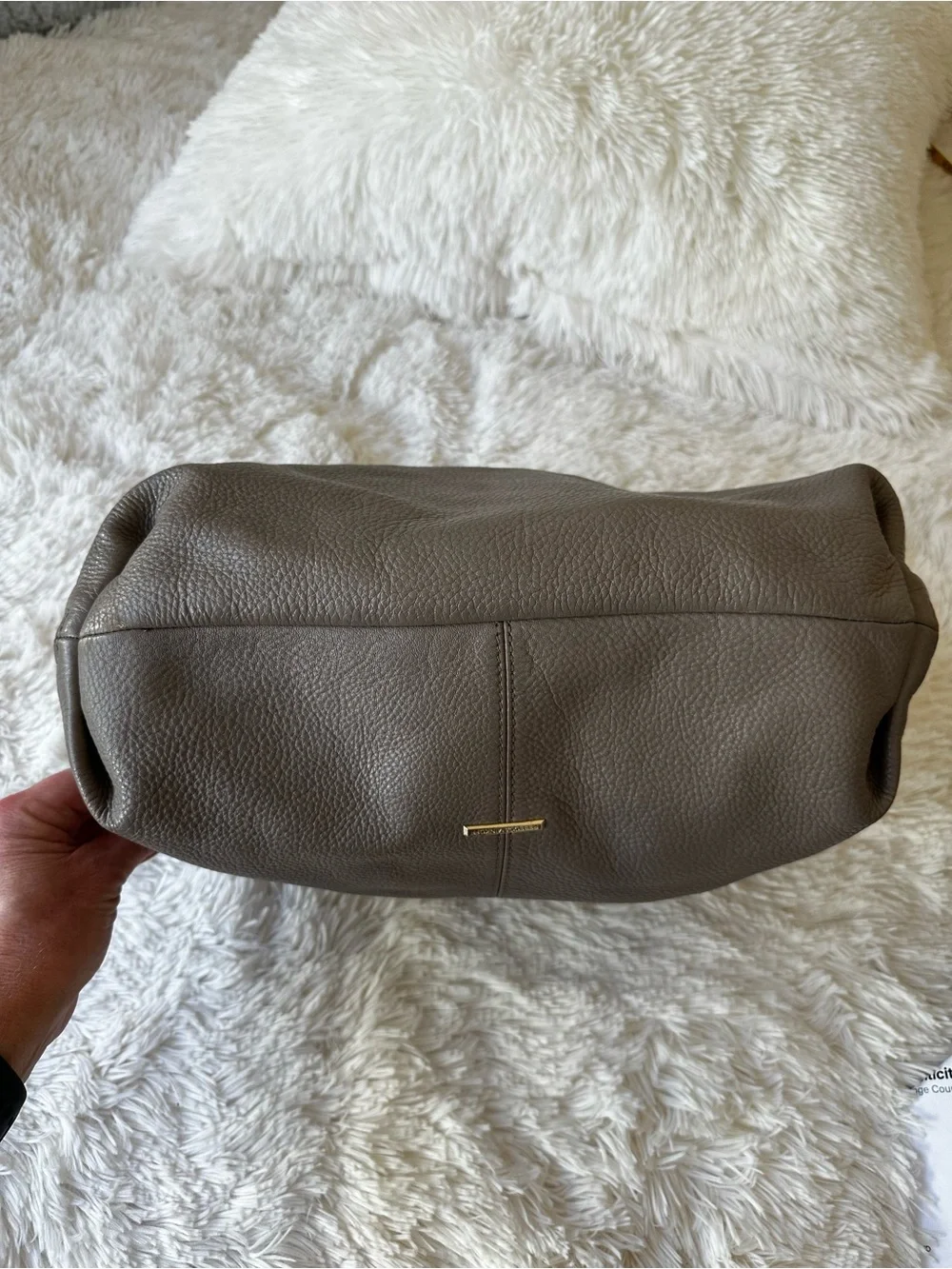 Rebecca Minkoff Pebbled Leather Hobo Shoulder Bag in Cement Gray Taupe